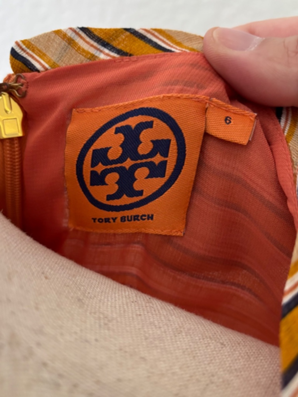 Tory Burch striped linen silk blend midi dress Size 6 - Picture 5 of 9